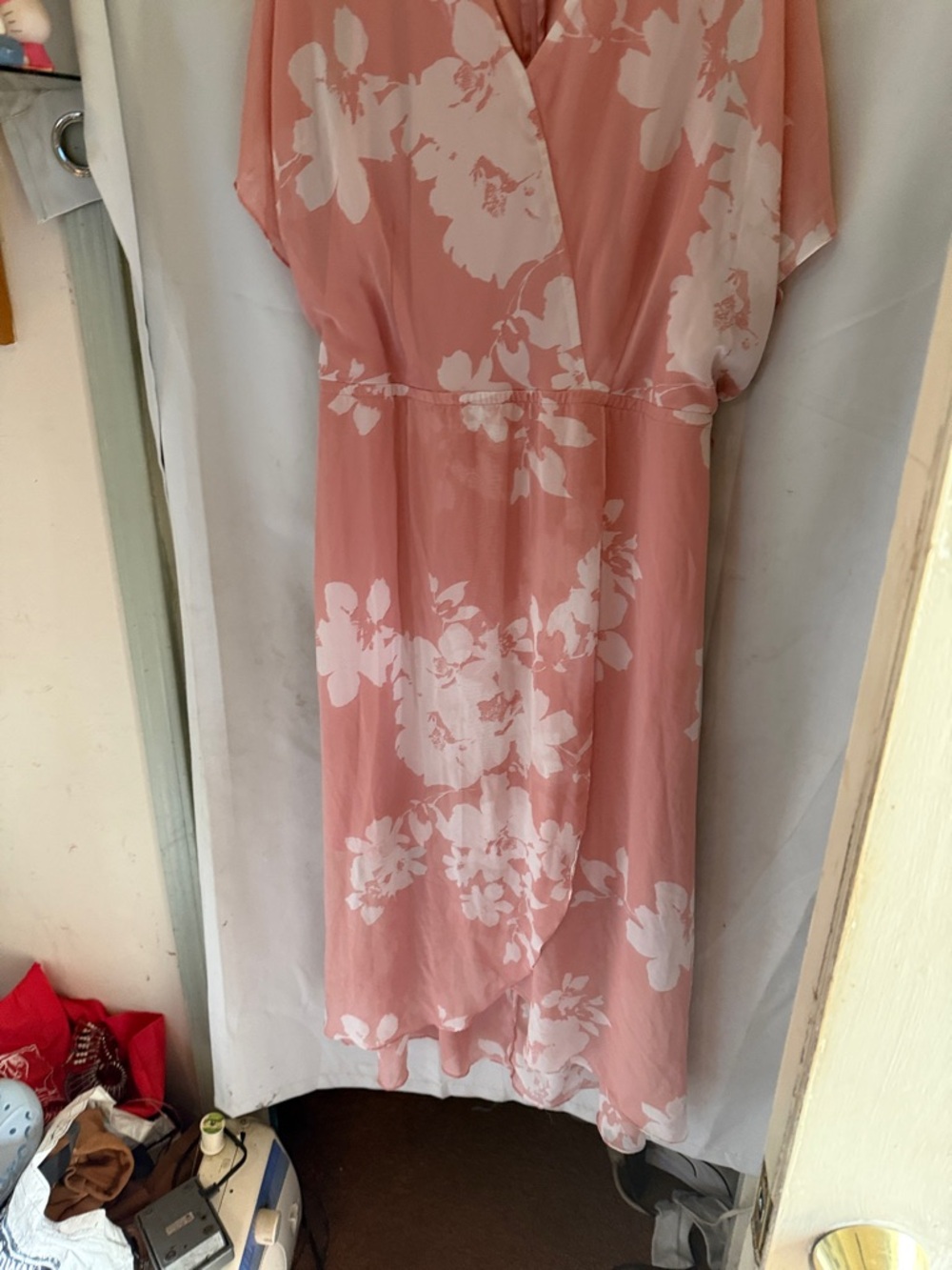 Lane Bryant Rose Pink Floral Wrap-Style Midi Dress